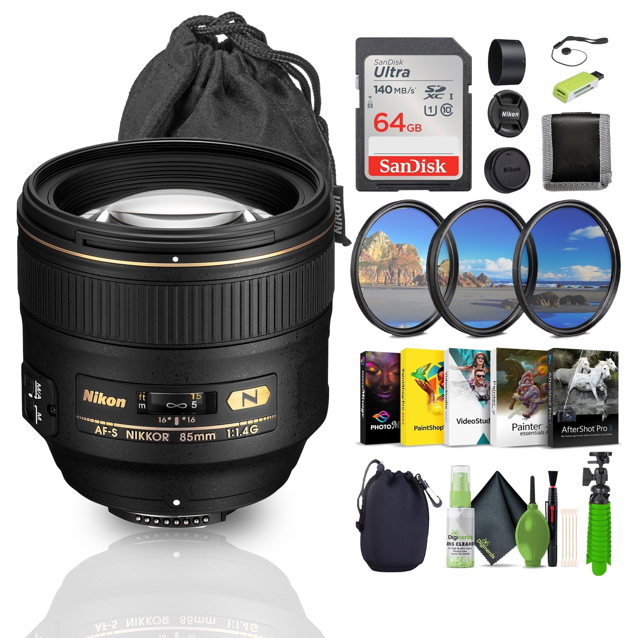 Nikon AF-S NIKKOR 85mm f/1.4G Auto Focus Lens 2195 Bundle