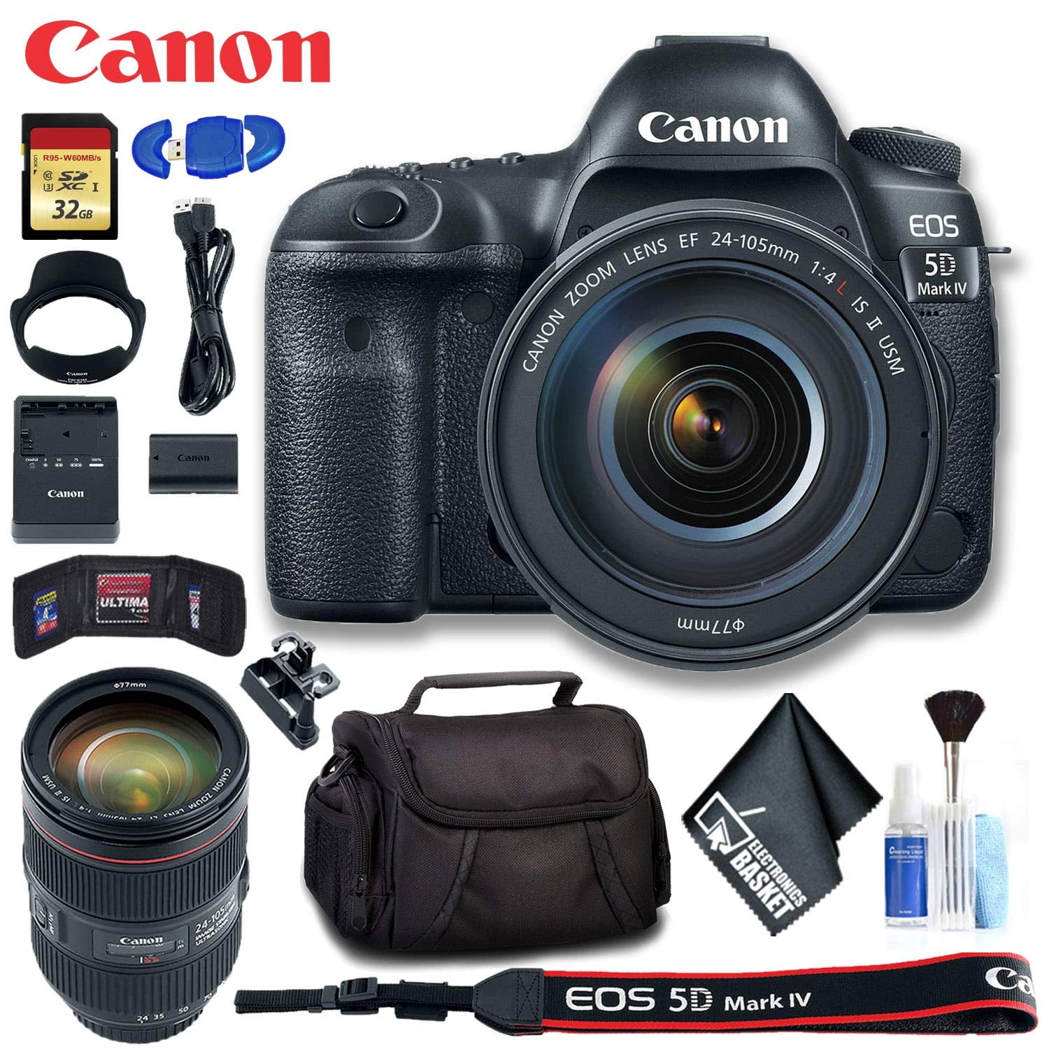 Canon EOS 5D Mark IV DSLR Camera with 24-105mm f/4L II Lens (Intl Model) Deluxe Bundle