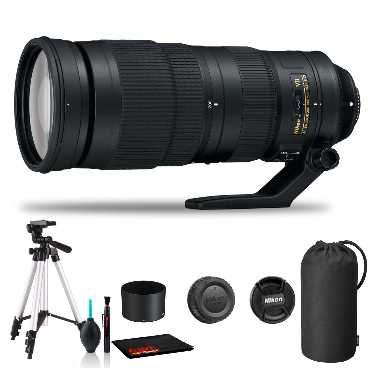 Nikon AF-S NIKKOR 200-500mm f/5.6E ED VR Lens Includes Tripod Intl Model