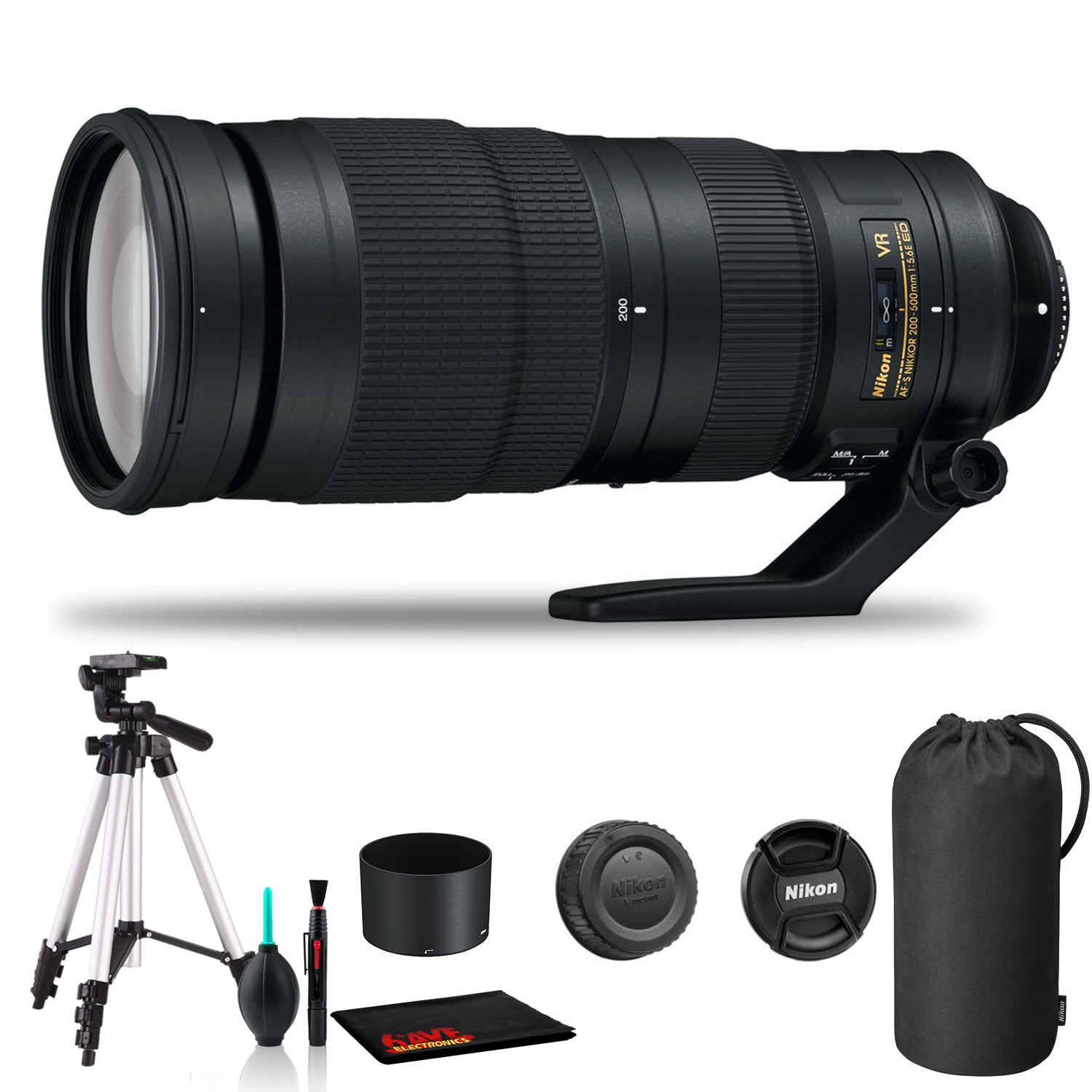 Nikon AF-S NIKKOR 200-500mm f/5.6E ED VR Lens Includes Tripod (Intl Model)