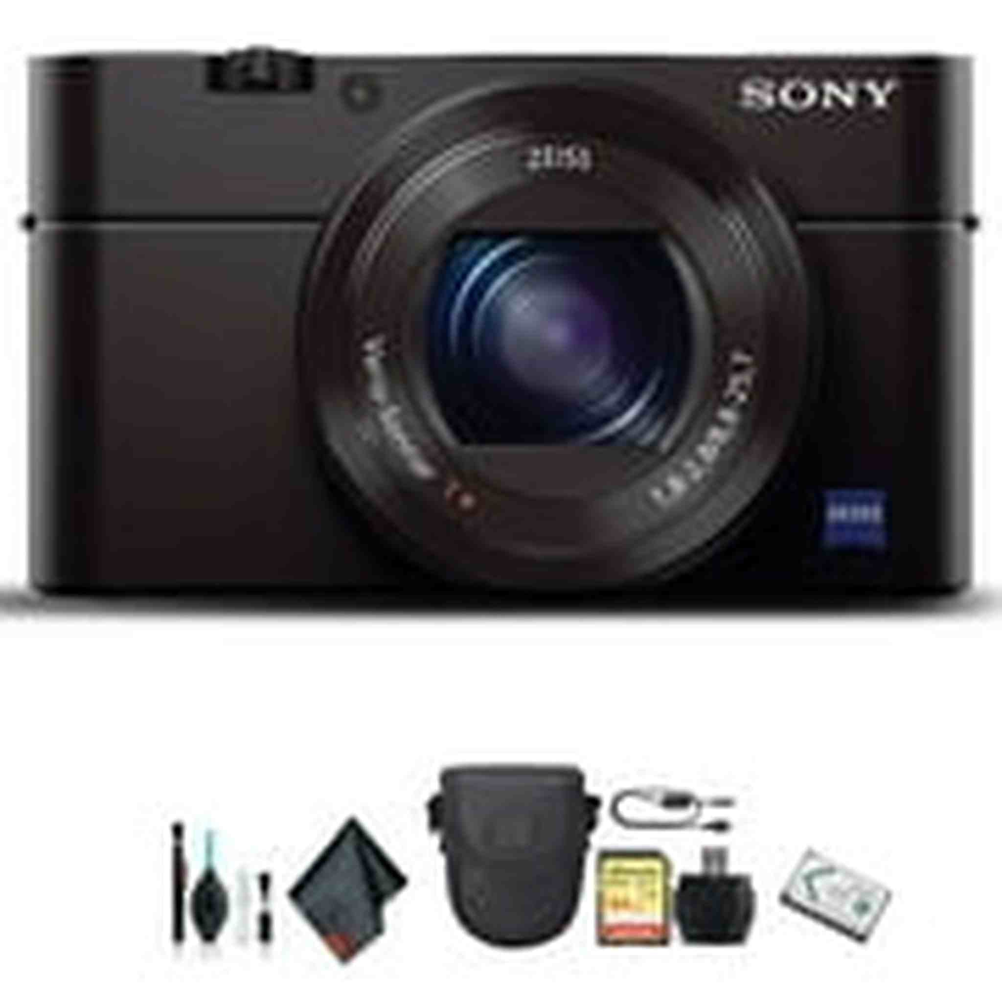 Sony Cyber-shot DSC-RX100 III Camera DSCRX100M3/B With Soft Bag, 64GB Memory Card, Card Reader , Plus Essential Accessories