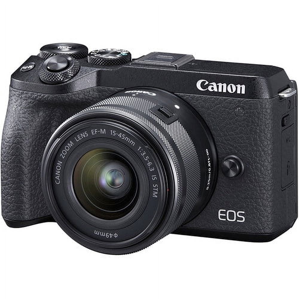 Canon EOS M6 Mark II Mirrorless Digital Camera with 15-45mm Lens and EVF-DC2 Black International model No Warranty