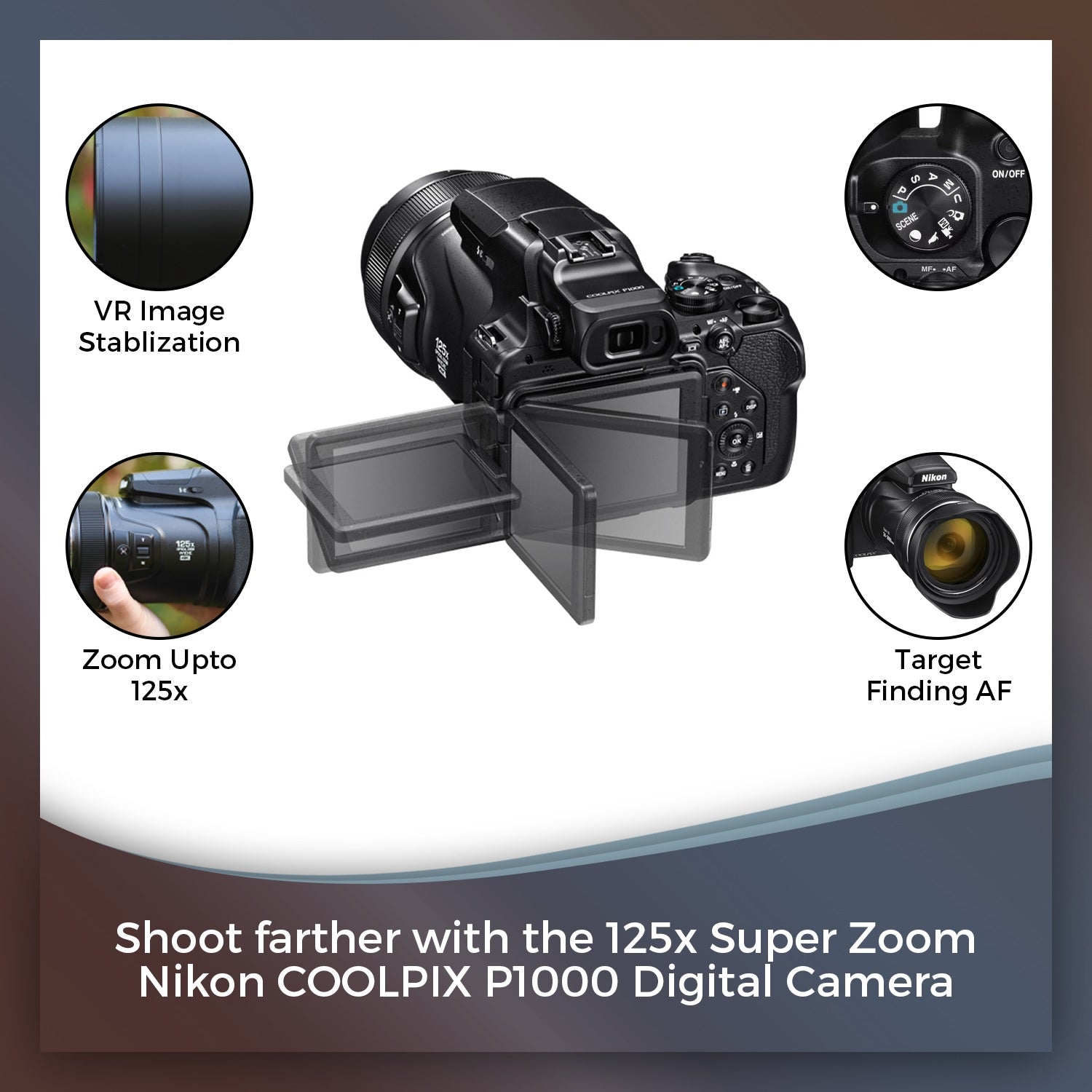 Nikon COOLPIX P1000 125x Zoom Digital Camera (26522) + 64GB SD Card + Bag (Intl)