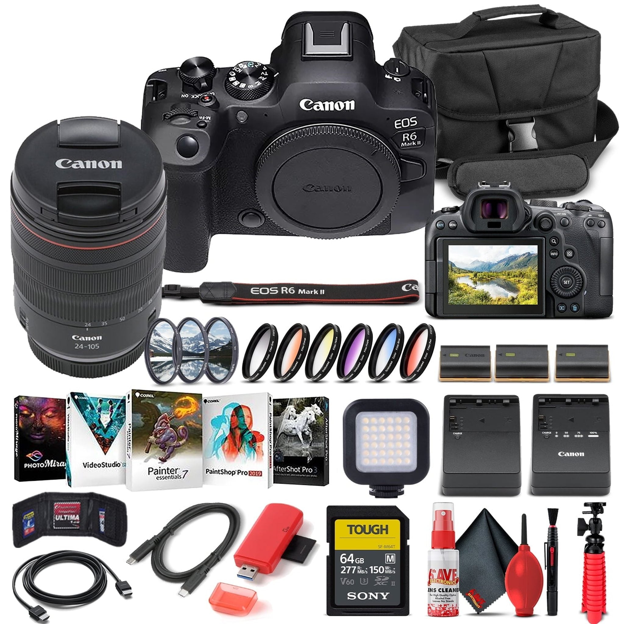 Canon EOS R6 Mark II Mirrorless Camera with 24-105mm f/4 Lens 5666C011 - Advanced Bundle Canon