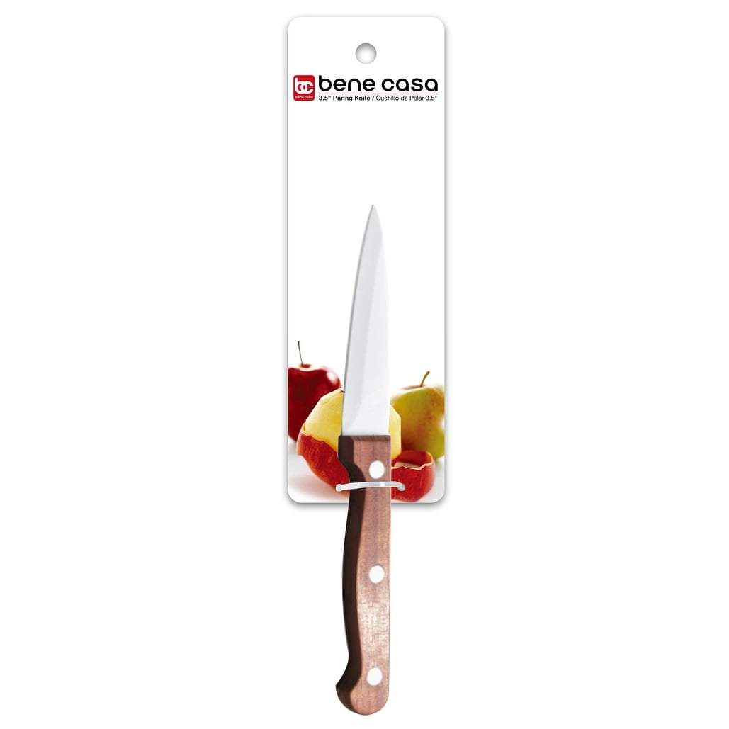 Bene Casa Chef Knife with rosewood handle, stainless steel blade, full tang and triple riveted handle 3.5" Paring Knife