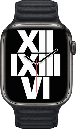 Apple 45mm Leather Watch Band - Midnight S/M with USB-C Charging Block Bundle