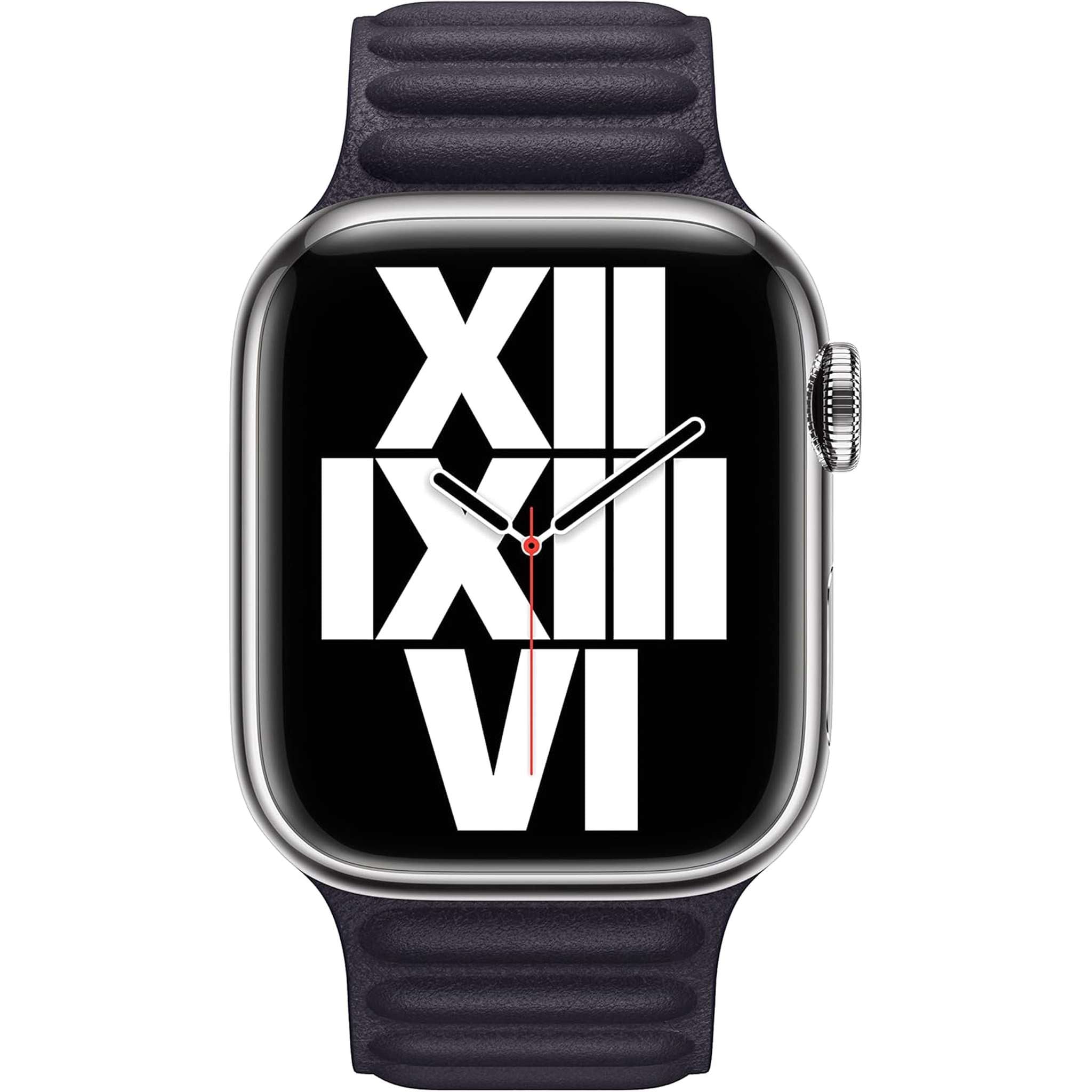 Apple 41mm Leather Watch Band - Ink with USB-C Charging Block Bundle