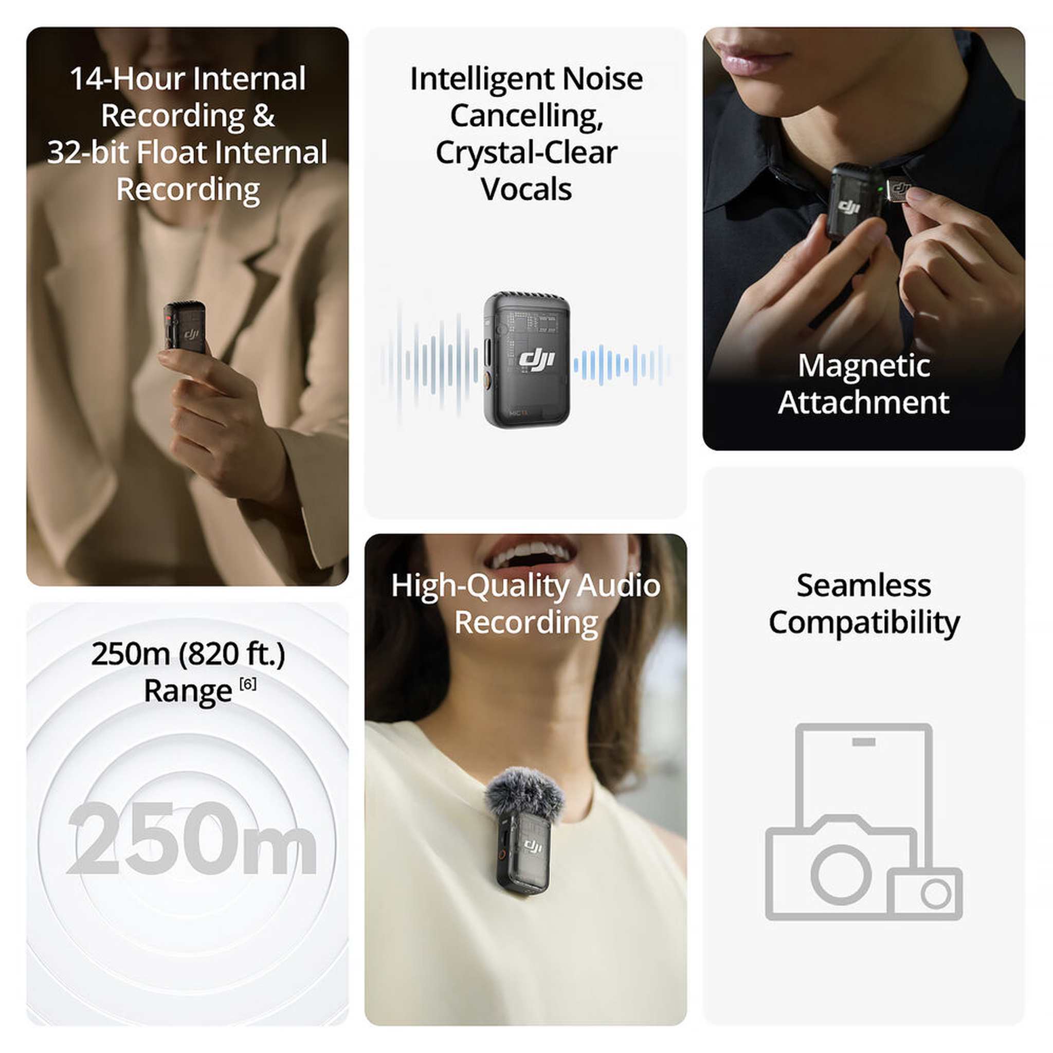 DJI Mic 2 Compact Digital Wireless Microphone System/Recorder for Camera & Smartphone Bundle DJI