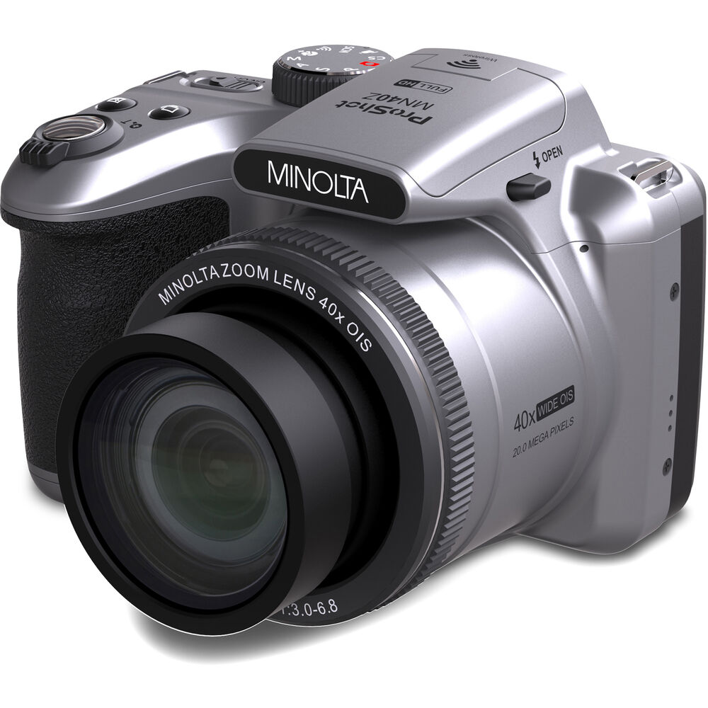 Minolta 20 Mega Pixels 40x Optical Zoom Digital Camera, 1080p FHD Video Bundle, Silver