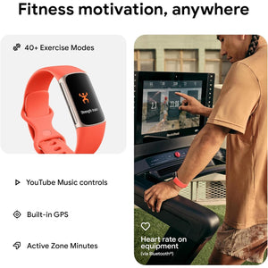 Fitbit Charge 6 Fitness Tracker Smartwatch, Gold Case w/ Coral Bundle
