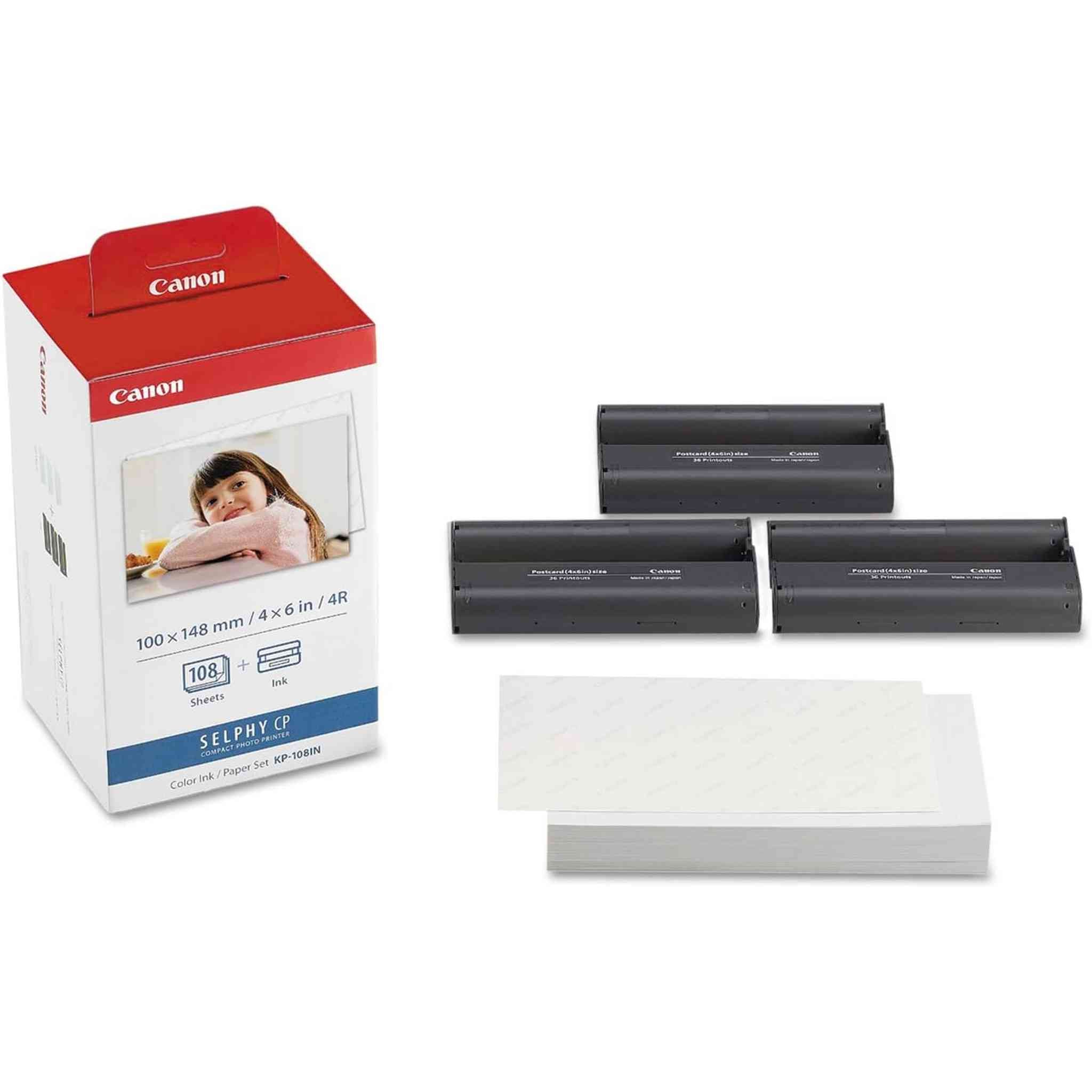 Canon 3115B001 3115B001 KP-108IN Color Ink & Paper Set, Clear/Cyan/Magenta/Yellow