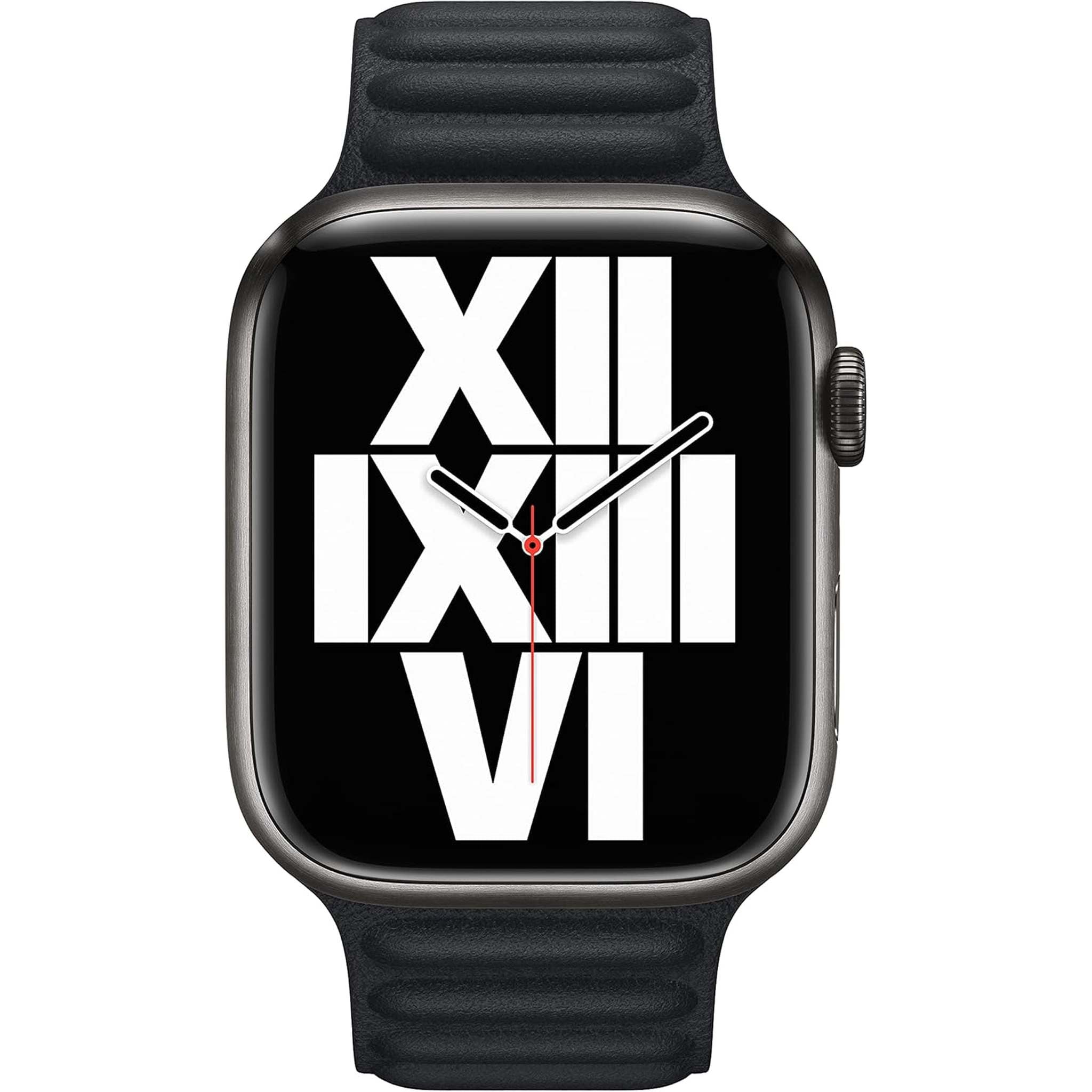 Apple 45mm Leather Watch Band - Midnight M/L with USB-C Charging Block Bundle