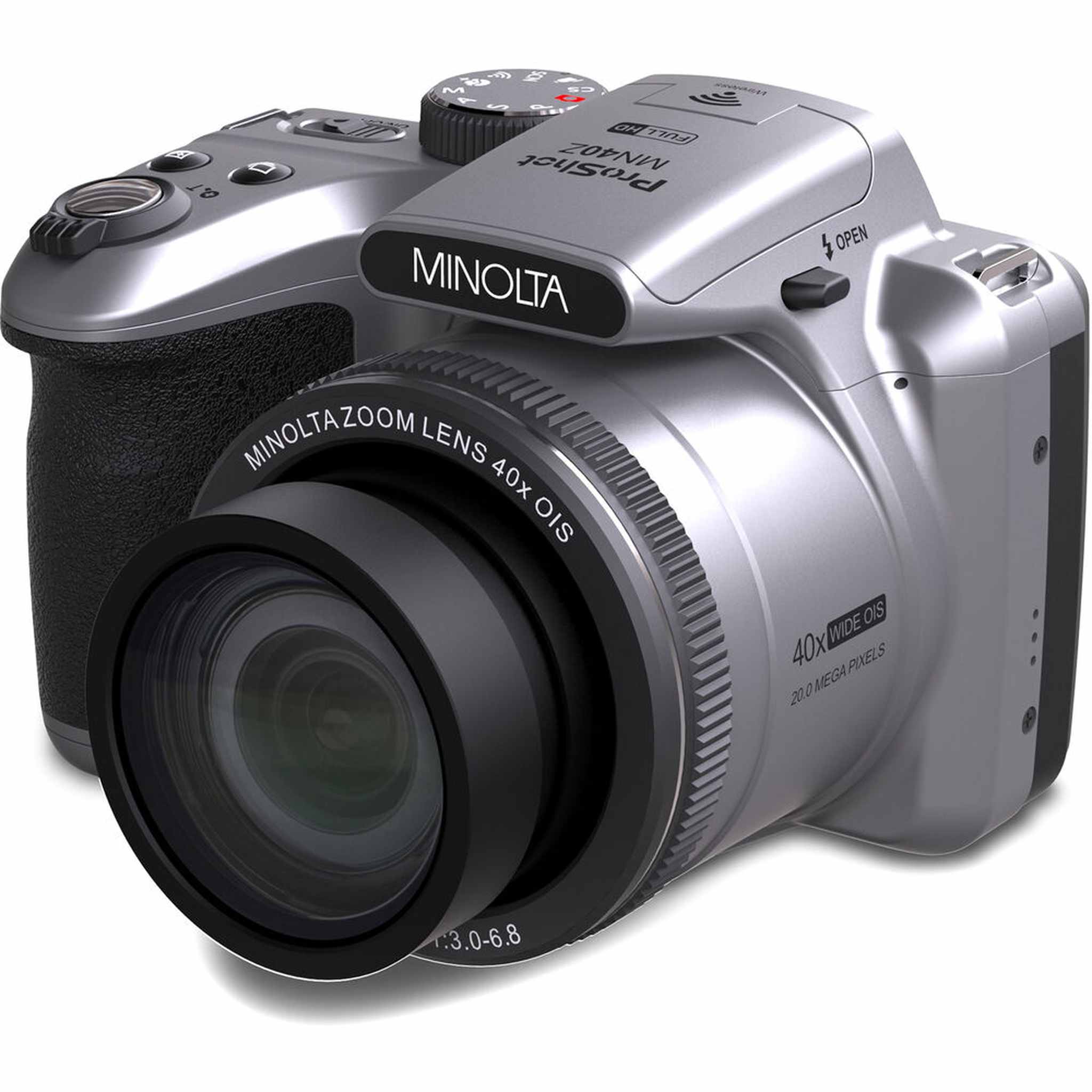 Minolta 20 Mega Pixels 40x Optical Zoom Digital Camera, 1080p FHD Video Bundle, Silver Minolta