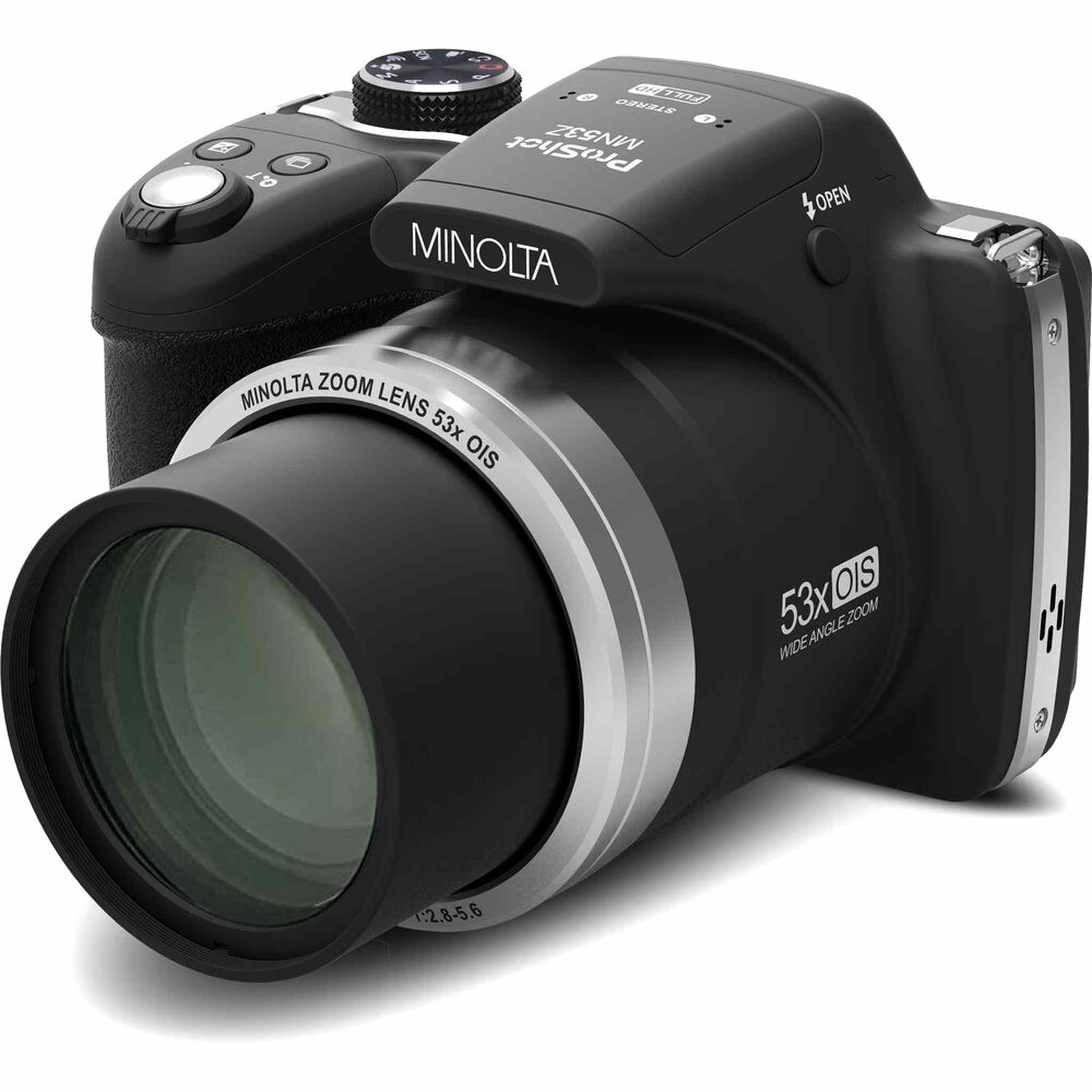Minolta Pro Shot MN53Z 16 MP HD Digital Camera with 53x Zoom, 1080p HD Video Bundle Black