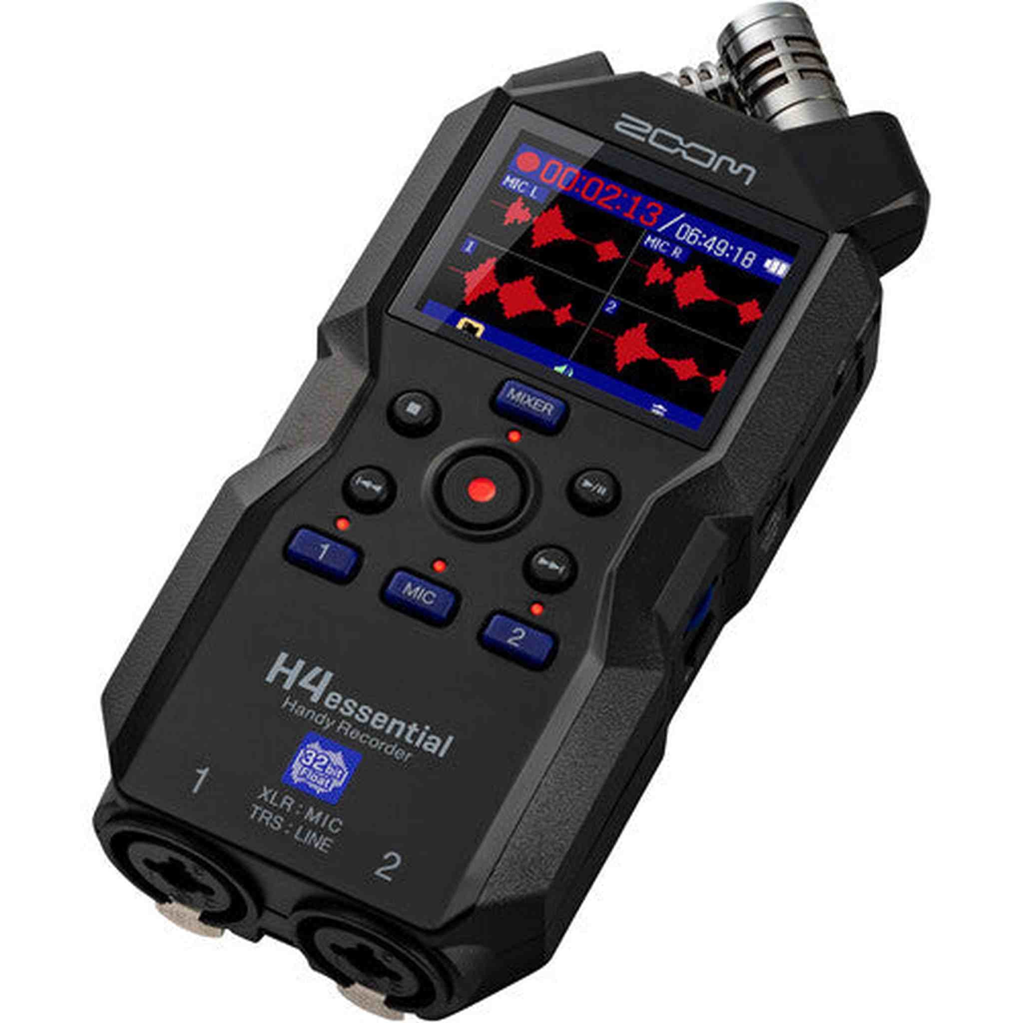 Zoom H4essential 4-Track Handy Recorder 2024 Model, Essential Series with 32-Bit Float, Accessibility, Stereo Microphones, 2 XLR/TRS Combo Inputs, USB Interface, for Musicians, Podcasters, and More
