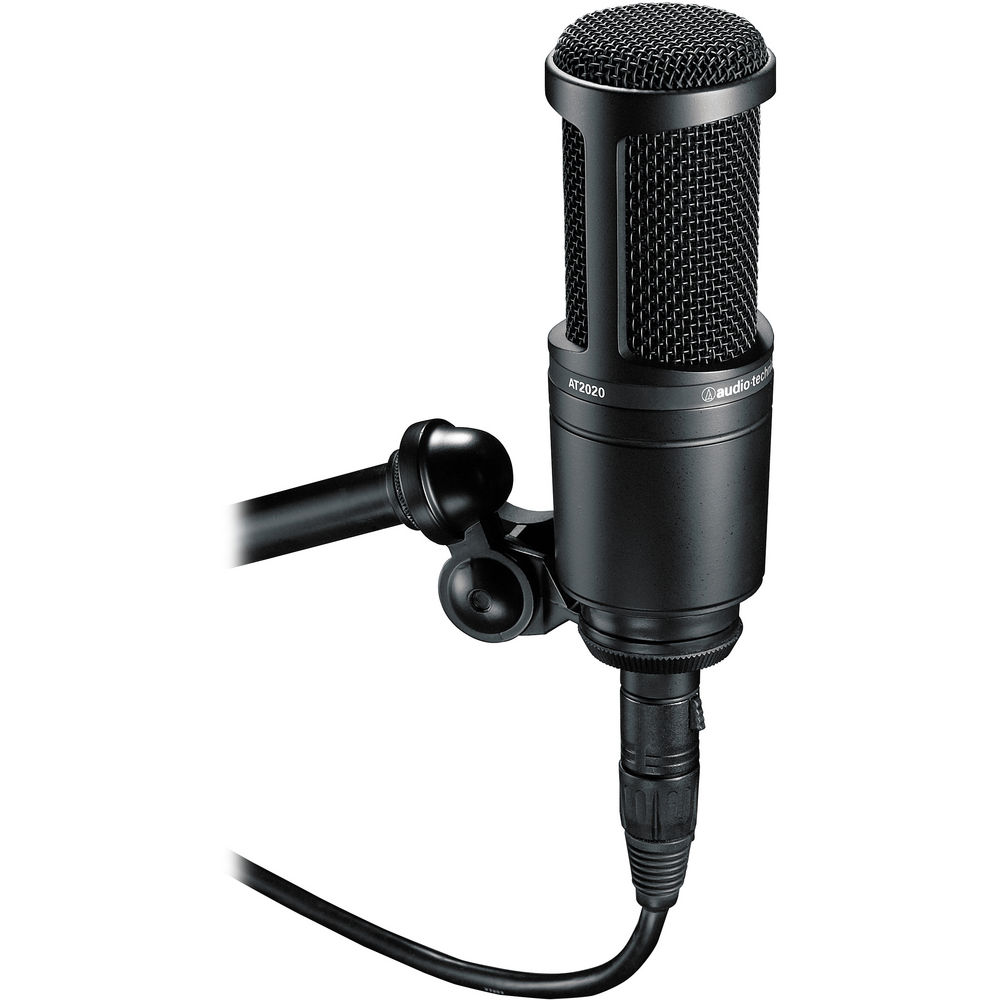 Audio-Technica AT2020 Cardioid Condenser Microphone Black , Diginerds Microfiber Cleaning Cloth, Goby Labs Microphone cleaner, 10 Ft XLR Cable, Bundle