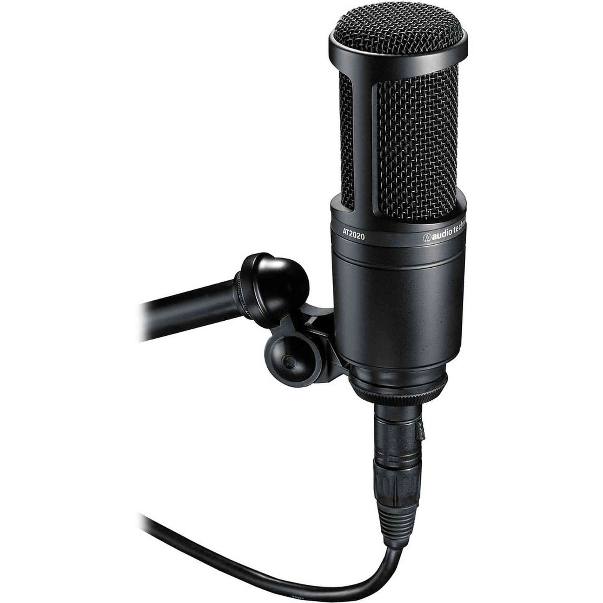 Audio-Technica AT2020 Cardioid Condenser Microphone Black , Diginerds Microfiber Cleaning Cloth, Goby Labs Microphone cleaner, 10 Ft XLR Cable, Bundle