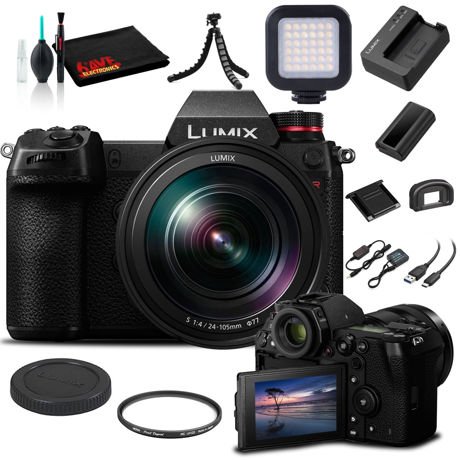 Panasonic Lumix DC-S1R Mirrorless Digital Camera with 24-105mm Lens (DC-S1RMK) - Bundle -