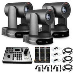 3 x PTZOptics Move 4K PTZ Camera with 30x Zoom Gray PT30X-4K-GY-G3 + PT-JOY-G4 Controller PTZOptics