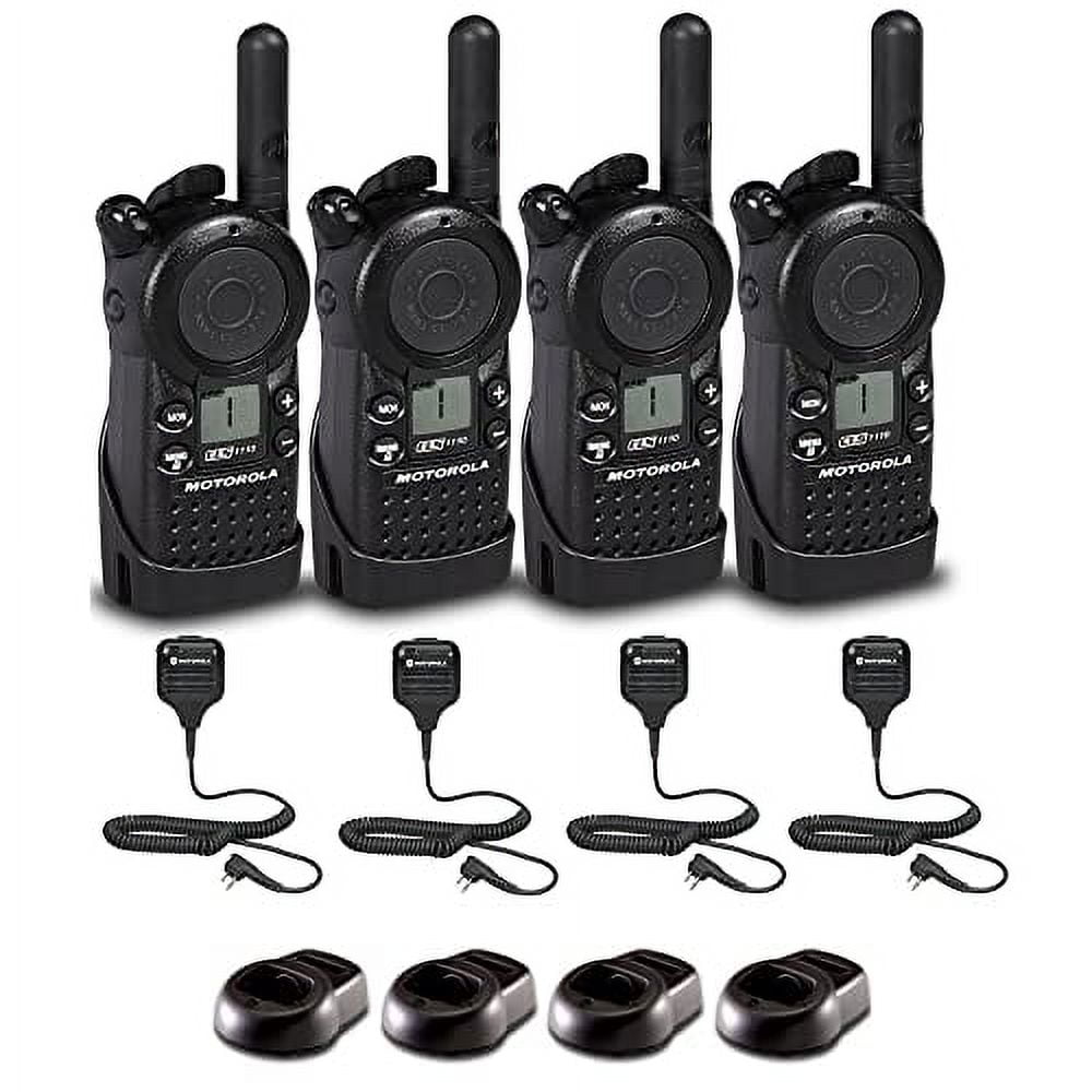 4 x Motorola CLS1110 UHF 1W 1-Channel 2-Way Radio - 4 Pack With Mic Bundle