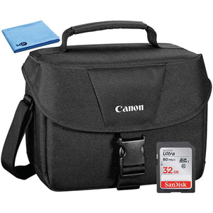 Canon 100ES Padded Digital SLR EOS Camera Shoulder Gadget Case + 32GB SD Card Bundle
