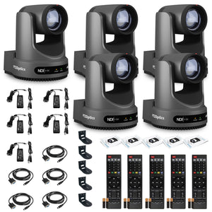 5 x PTZOptics Move 4K PTZ Camera with 20x Zoom Gray PT20X-4K-GY-G3 + SuperJoy PTZ Controller + 5 x Wall Mount