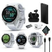 fenix 8 – 43 mm, AMOLED, Silver with Whitestone Silicone Band