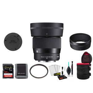 Sigma 56mm f/1.4 DC DN Contemporary Lens for FUJIFILM X - with 64GB Memory Card and More SIGMA