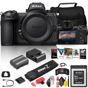 Nikon Z 7II Mirrorless Digital Camera 45.7MP Body Only 1653 + 64GB XQD Card + Corel Photo Software + Case + HDMI Cable + Card Reader + Cleaning Set + Hand Strap - International Model Bundle Nikon
