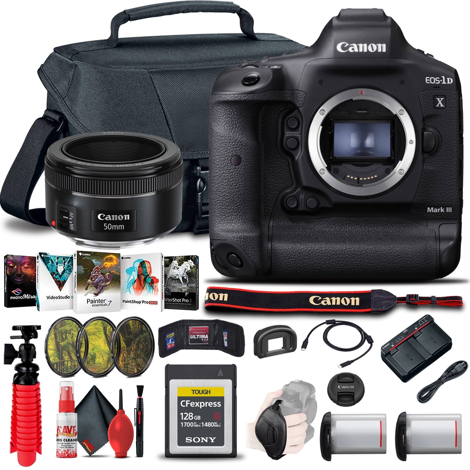 Canon EOS-1D X Mark III DSLR Camera (Body Only) (3829C002) + Canon EF 50mm Lens