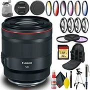 Canon RF 50mm USM Lens Intl Model with Monopod, Tripod, 32GB Memory Bundle