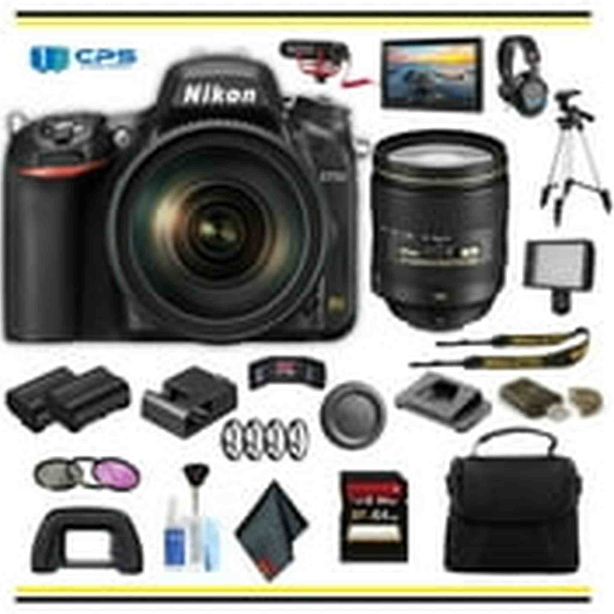 Nikon D750 DSLR Camera with 24-120mm Lens 1549 Professional Bundle W/ Bag, Extra Battery, LED Light, Mic, Filters, Tripod, Monitor and More- International Model Nikon