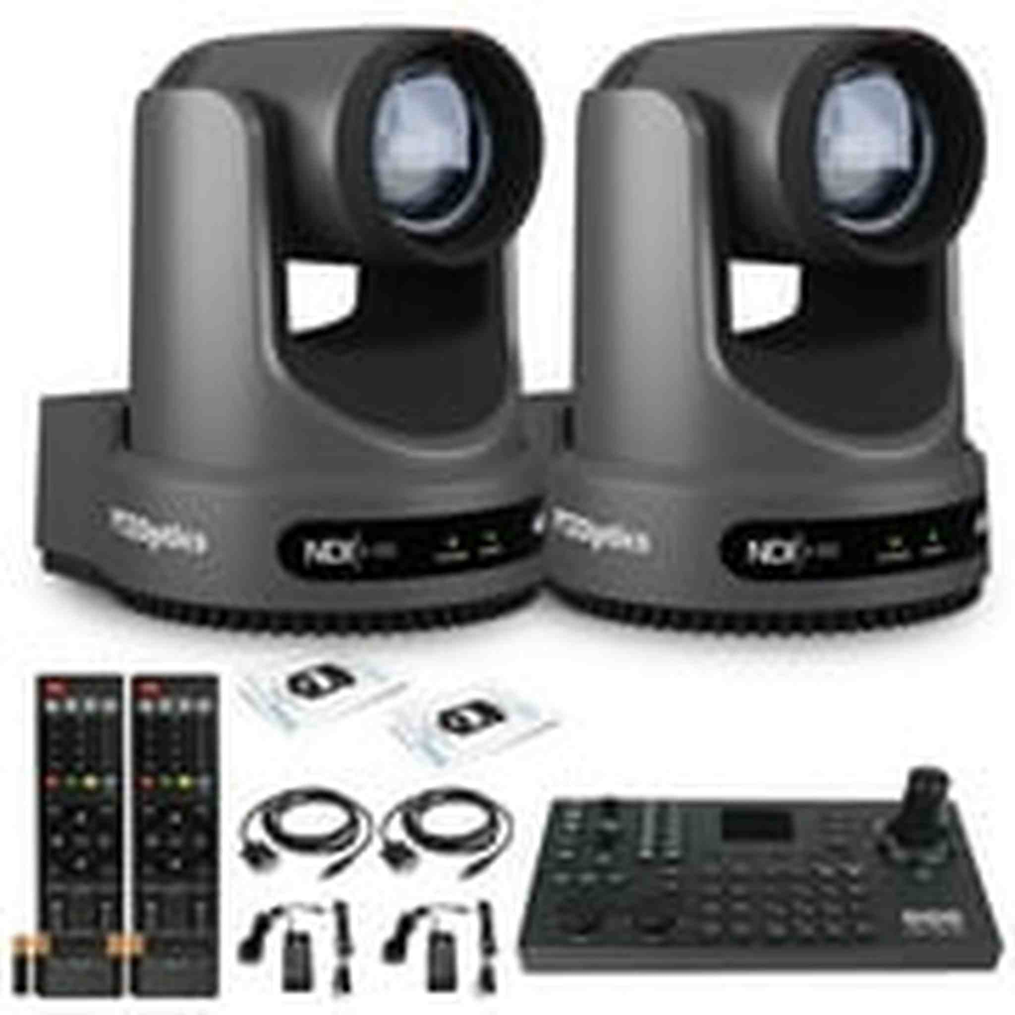 2 x PTZOptics Move 4K PTZ Camera with 20x Zoom Gray PT20X-4K-GY-G3 + SuperJoy PTZ Controller PTZOptics
