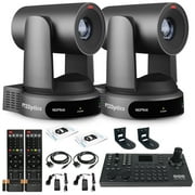 2 x PTZOptics Move 4K PTZ Camera with 30x Zoom Gray PT30X-4K-GY-G3 + SuperJoy PTZ Controller + 2 x Wall Mount