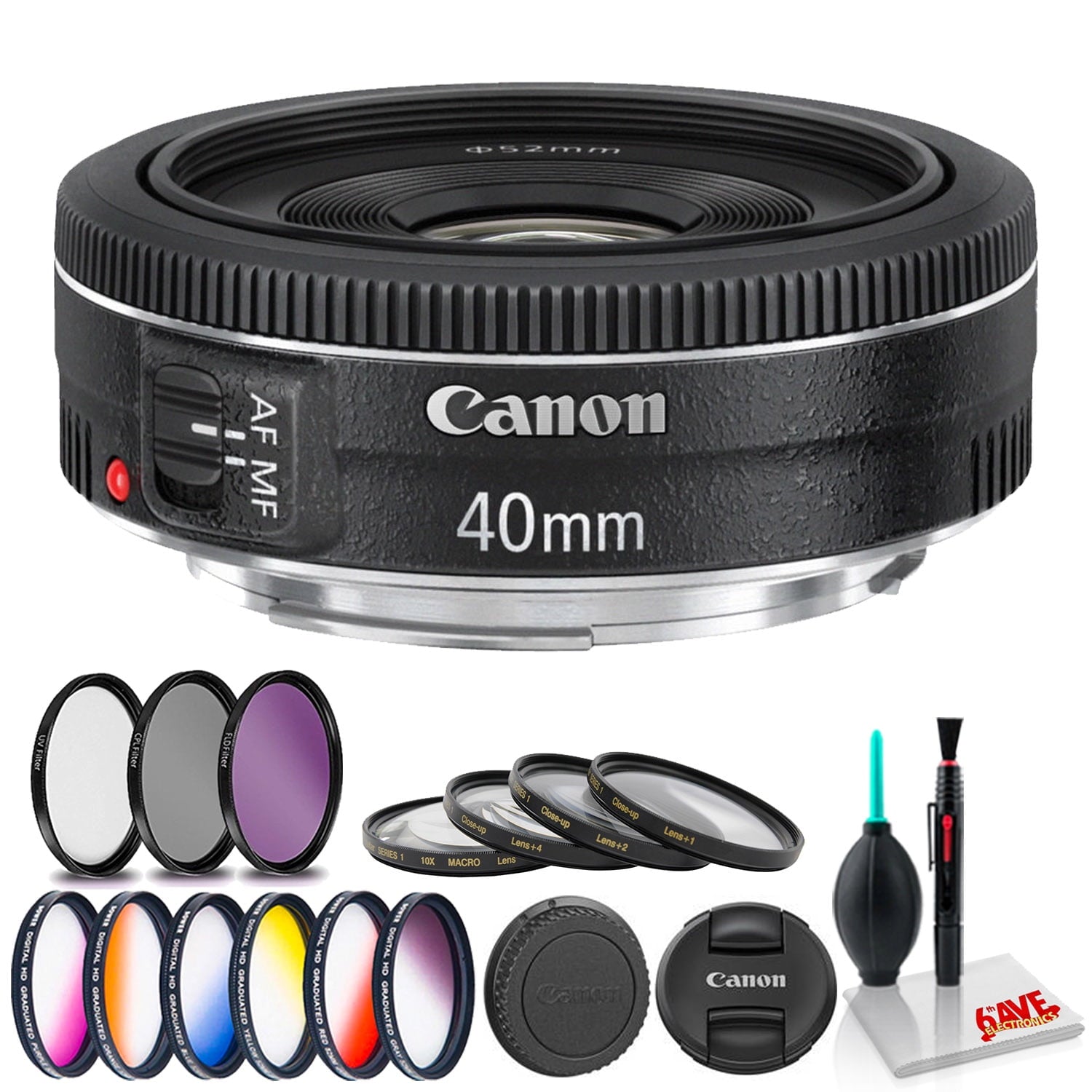 Canon EF 40mm f/2.8 STM Lens International Model Bundle with Filter Kits