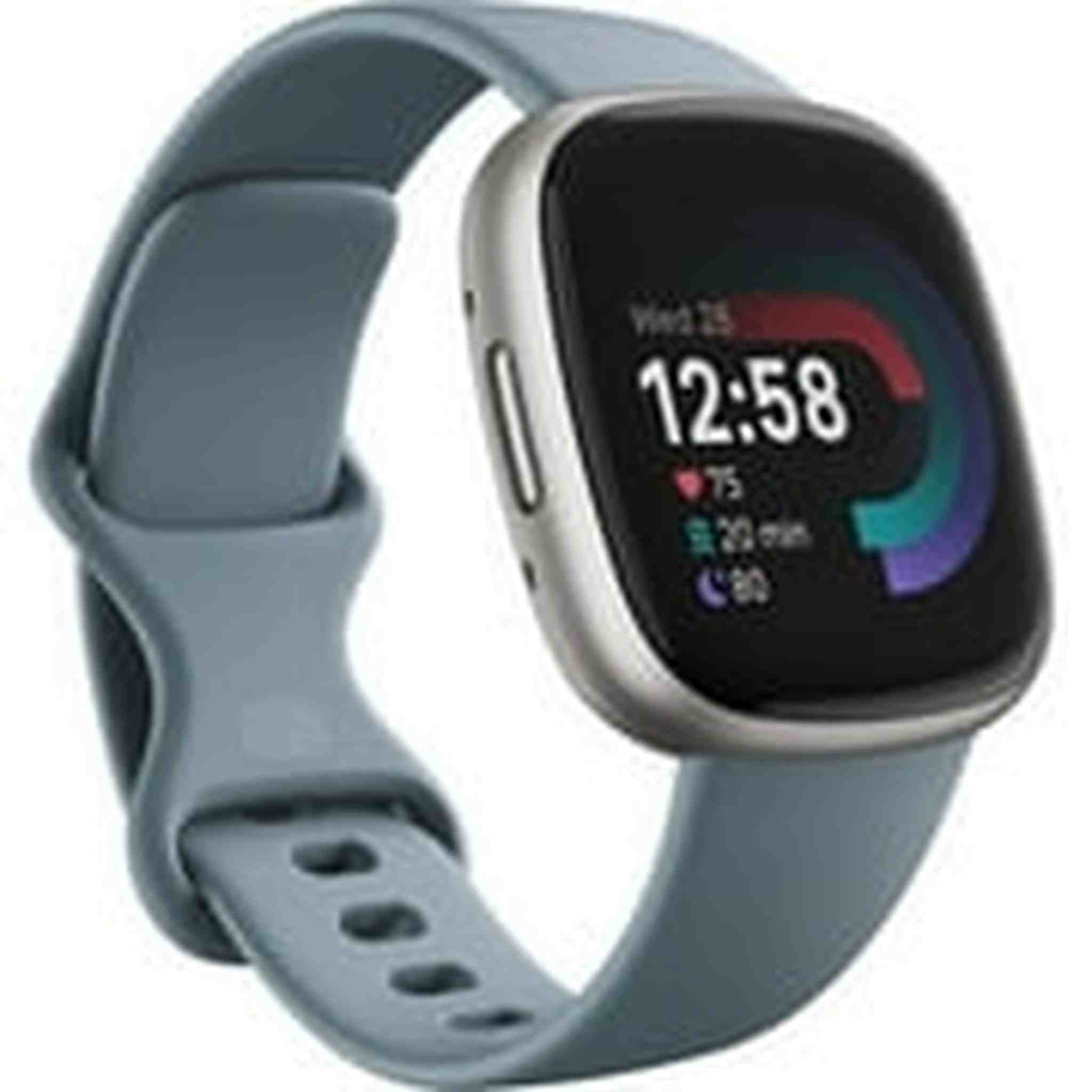 Fitbit Versa 4 Fitness Smartwatch with Daily Readiness, GPS, 24/7 Heart Rate, 40+ Exercise Modes, Sleep Tracking and more, Waterfall Blue/Platinum, One Size S & L Bands Included Fitbit