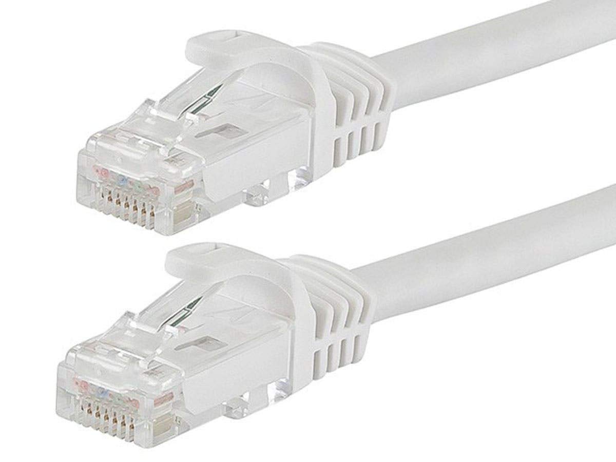 Monoprice Flexboot Cat6 Ethernet Patch Cable - Network Internet Cord - RJ45, Stranded, 550Mhz, UTP, Pure Bare Copper Wire, 24AWG, 0.5ft, White