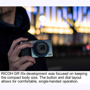 Ricoh GR IIIx Urban Edition, Metallic Gray Body with Navy Blue Ring, Digital Compact Camera with 24MP APS-C Size CMOS Sensor, 40mmF2.8 GR Lens in The 35mm Format Ricoh