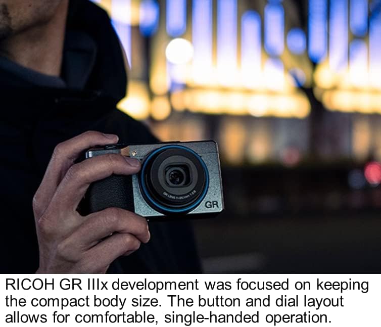 Ricoh GR IIIx Urban Edition, Metallic Gray Body with Navy Blue Ring, Digital Compact Camera with 24MP APS-C Size CMOS Sensor, 40mmF2.8 GR Lens in The 35mm Format