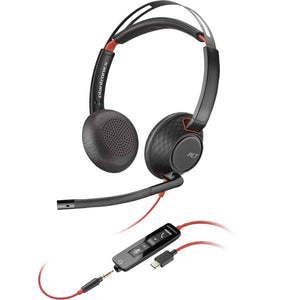 Plantronics Poly Blackwire 5220 Stereo USB-C Headset +3.5mm Plug +USB-C/A Adapter Plantronics