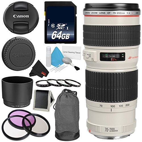 Canon EF 70-200mm f/4L USM Telephoto Zoom Lens Bundle for Canon SLR Digital Cameras Intl Model - Pro Canon