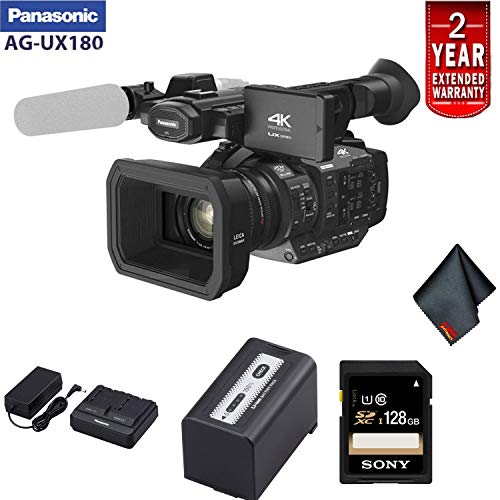 Panasonic AG-UX180 4K Premium Professional Camcorder - Starter Bundle with 2 Year Extended Warranty