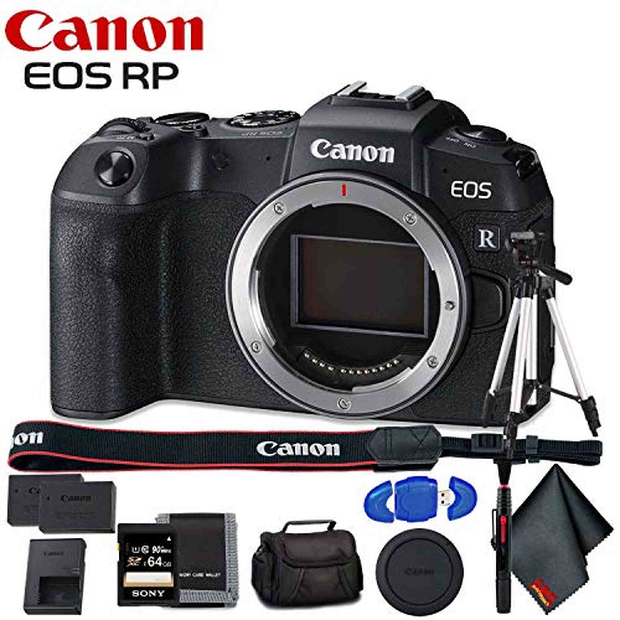 Canon EOS RP Mirrorless Digital Camera Body Only - Includes - Extra Battery Pack, Cleaning Kit, Memory Card Kit, Carry Canon
