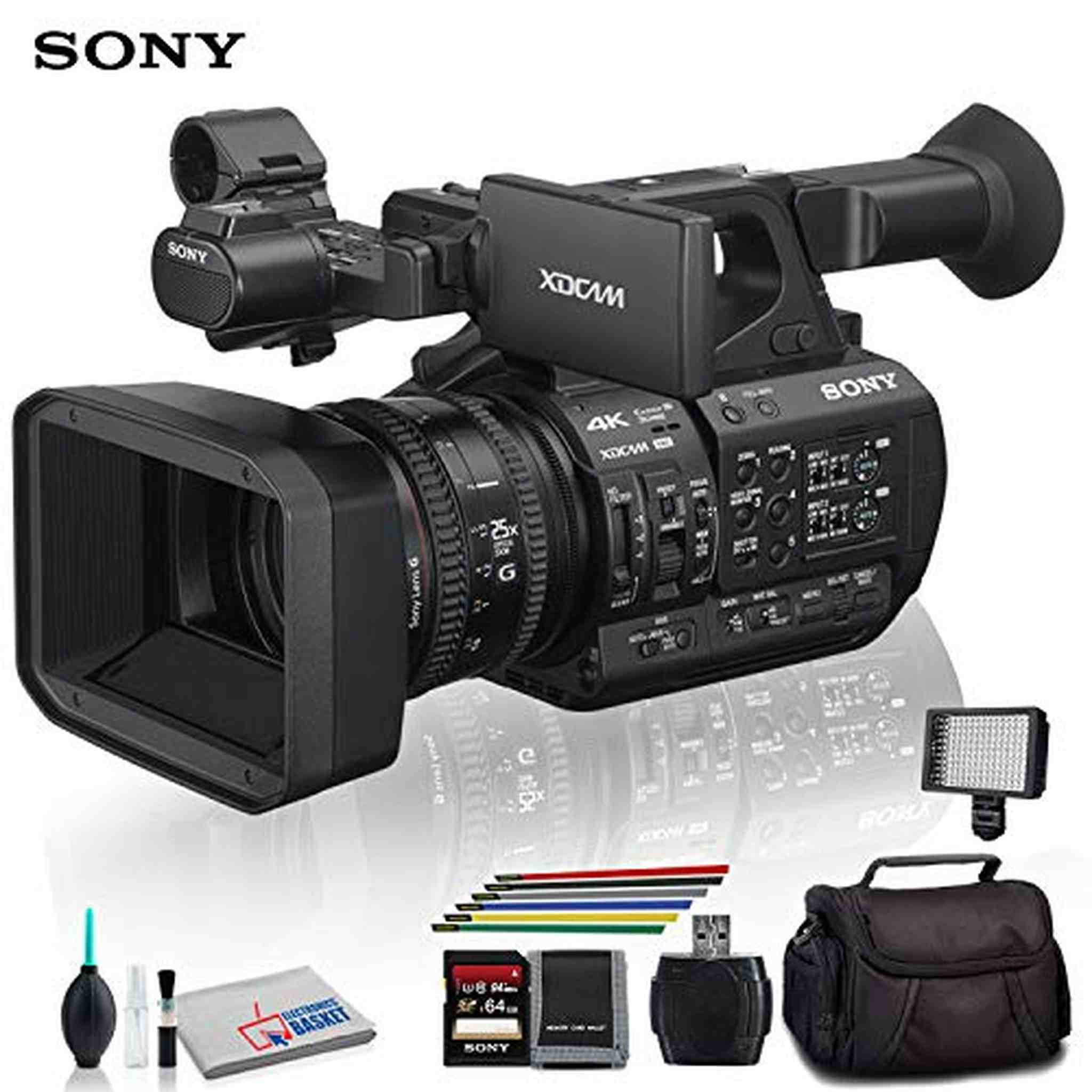 Sony PXW-Z190V 4K XDCAM Camcorder With Padded Case, LED Light, 64GB Memory Card and More Base Bundle Sony