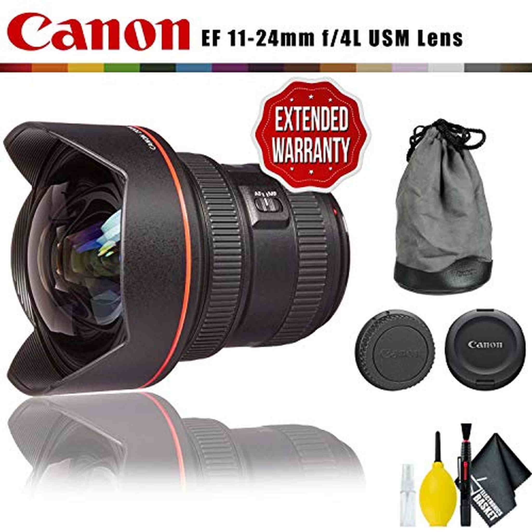 Canon EF 11-24mm f/4L USM Lens Intl Model with Cleaning Kit and Extended Warranty