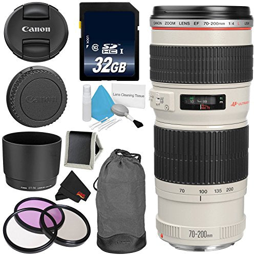 Canon EF 70-200mm f/4L USM Telephoto Zoom Lens Bundle for Canon SLR Digital Cameras Intl Model - Advanced