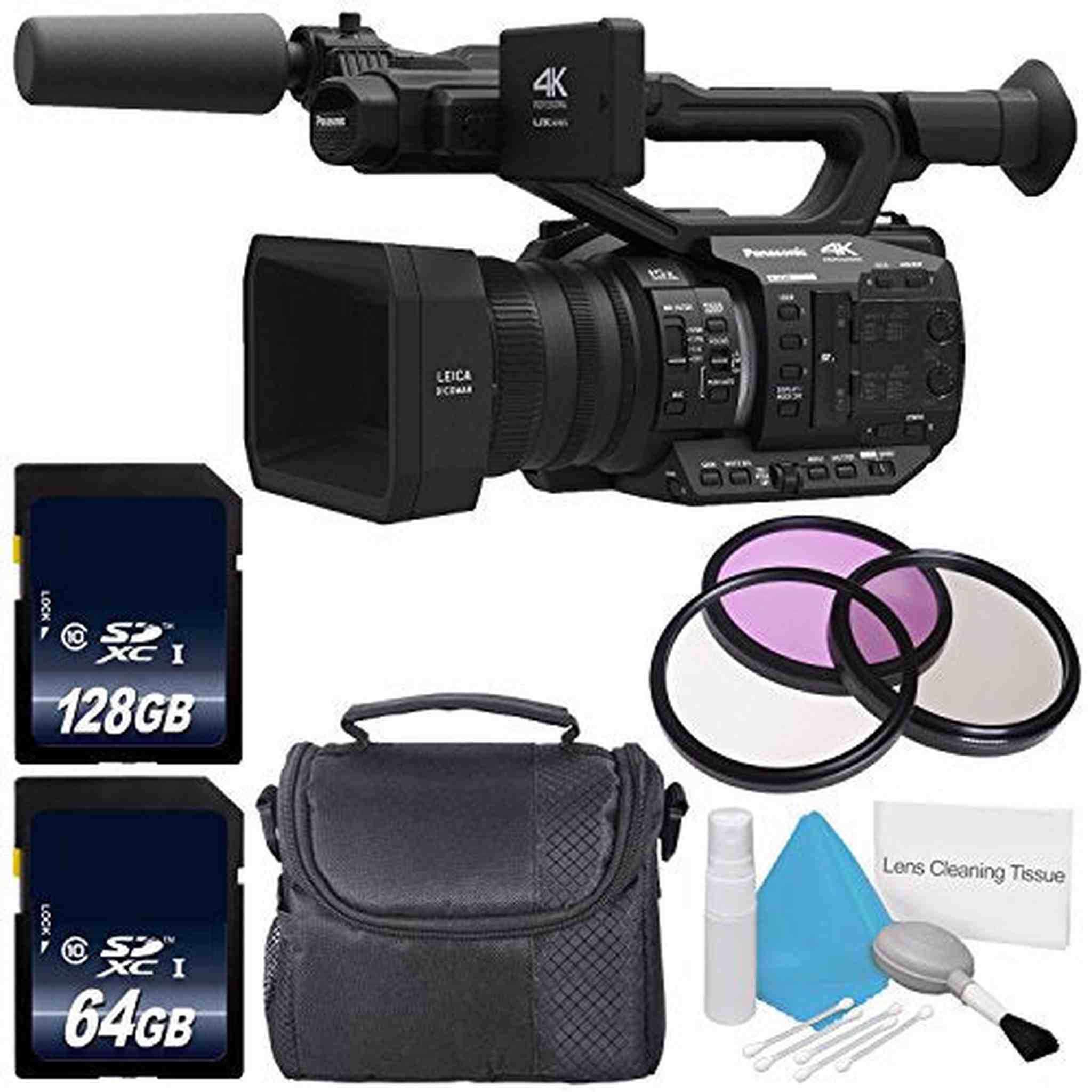 Panasonic AG-UX90 4K/HD Professional Camcorder + 64GB SDXC Class 10 Memory Card + 128GB SDXC Class 10 Memory Card Bundle