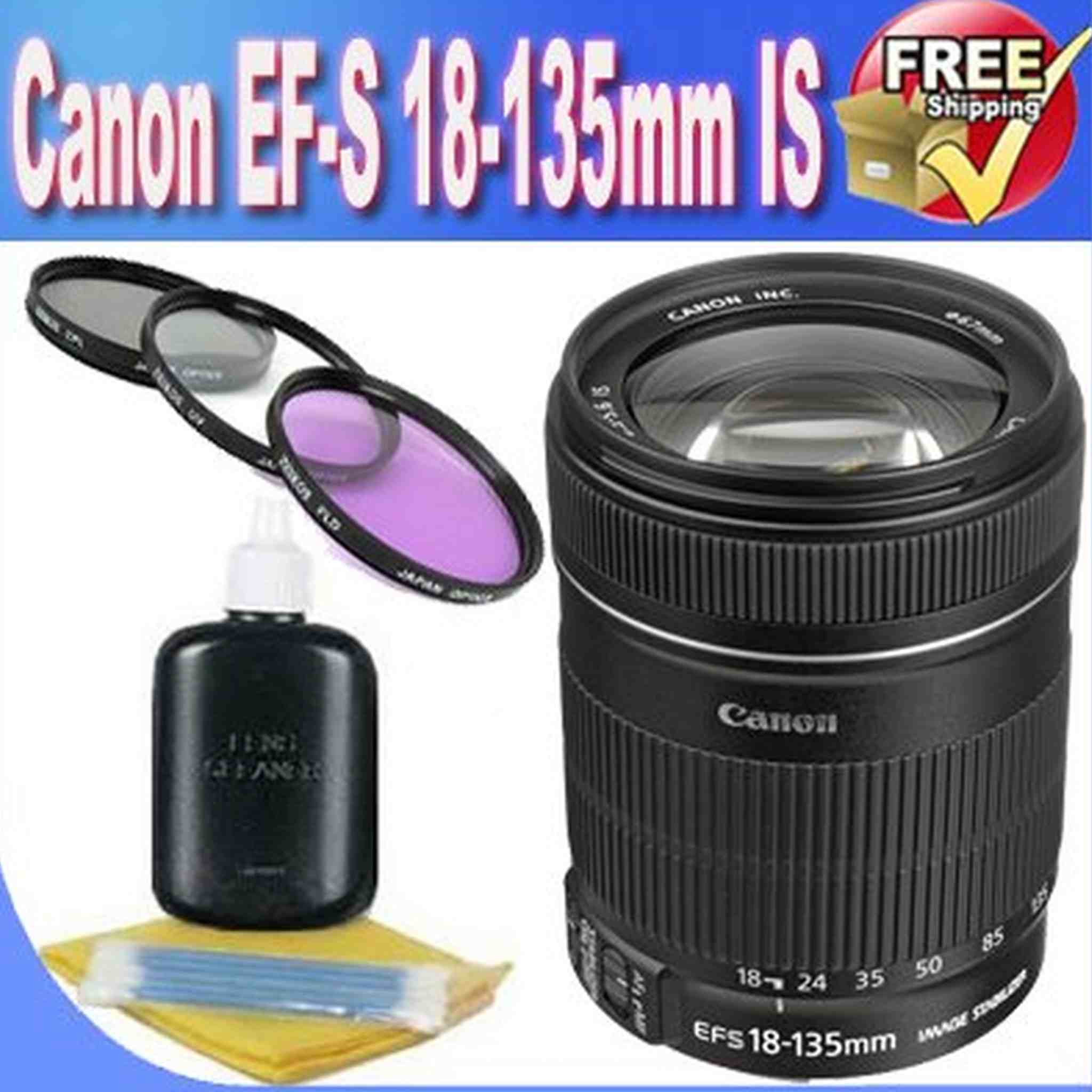 Canon EF-S 18-135mm f/3.5-5.6 is Standard Zoom Lens for Canon Digital SLR Cameras + 67mm 3 Piece Professional Filter Kit Starter Bundle