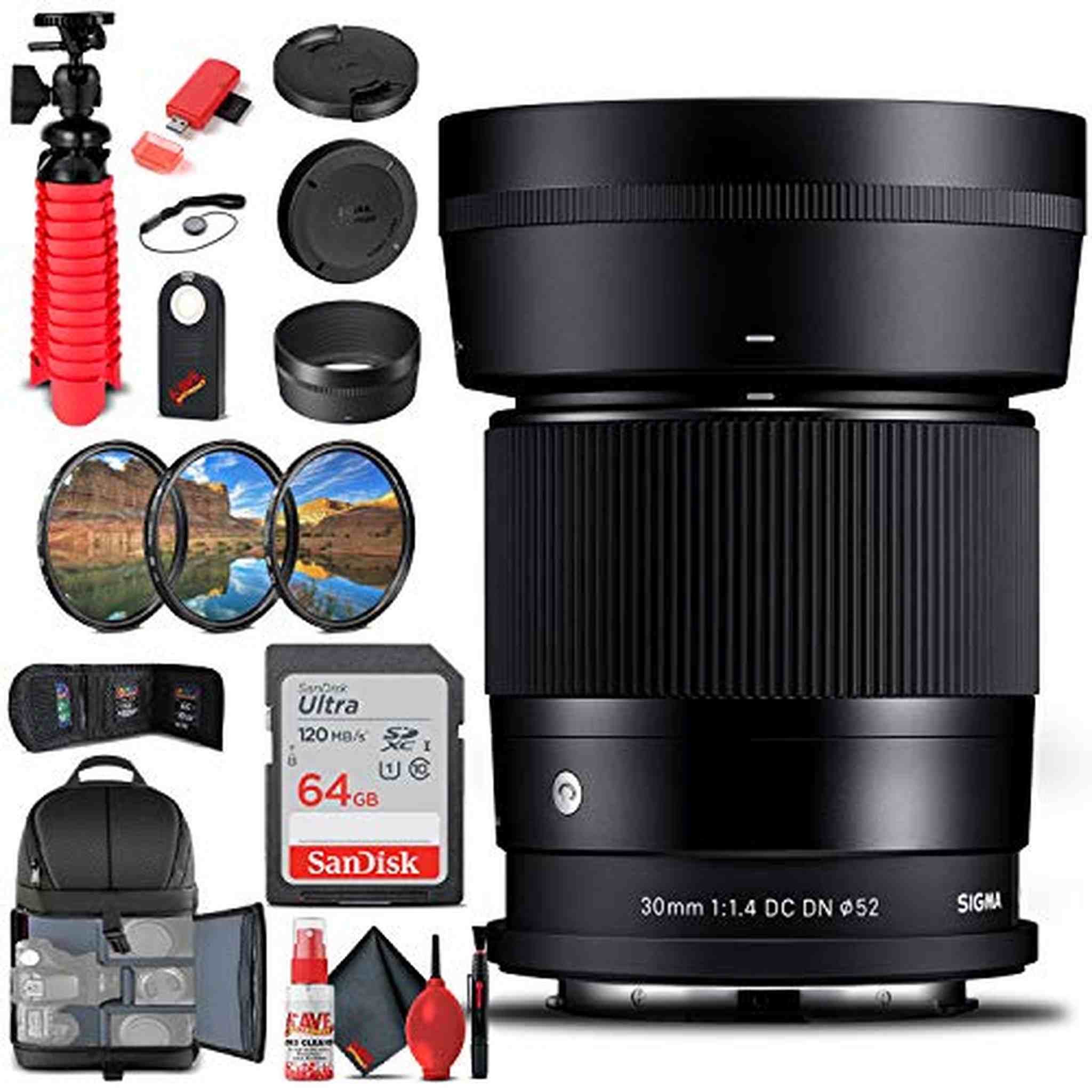 Sigma 30mm f/1.4 DC DN Contemporary Lens for Leica L 302969 Bundle Sigma