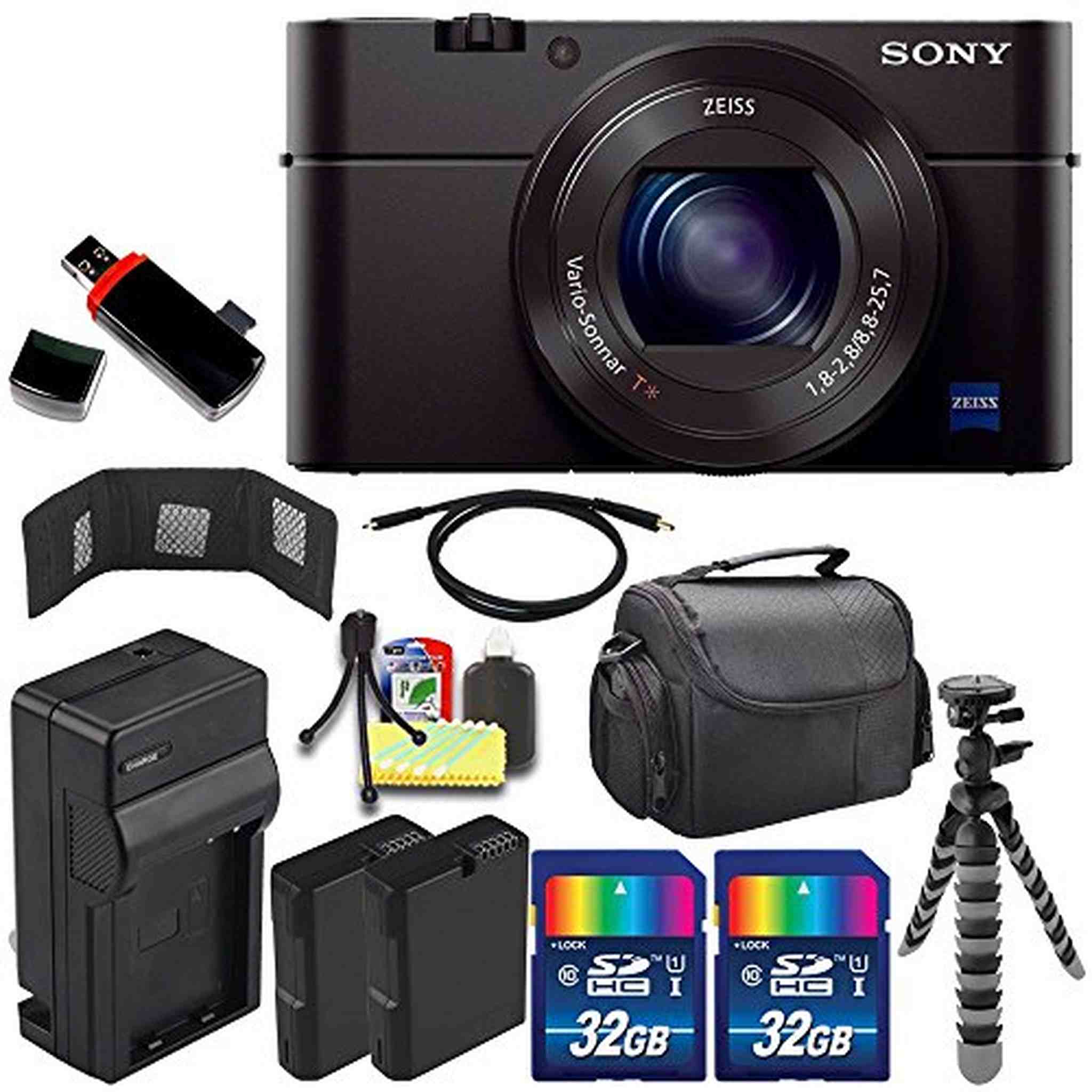 Sony Cyber-shot DSC-RX100M3 Digital Camera + Extra battery + Charger + 32GB Bundle 6 - International Version No Warrant